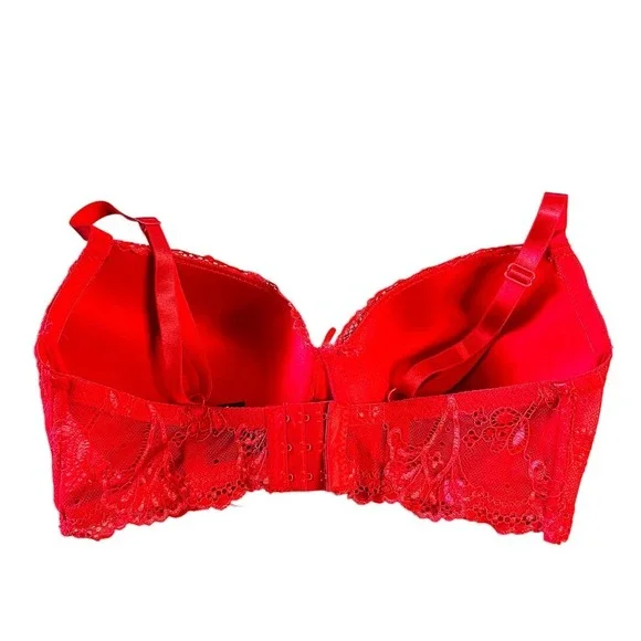 RENE Rofe Lightly Padded Lace Underwire Bra Red Size 38DD - Picture 3 of 7
